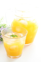 freshness orange juice with ice cube