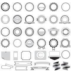 Set of sale badges, labels and stickers without text in gray