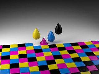 Couleurs primaires Quadrichromie Goutte Encre