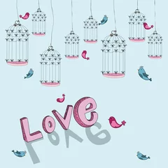Cercles muraux Oiseaux en cages Fond d& 39 amour d& 39 oiseau gratuit de la Saint-Valentin