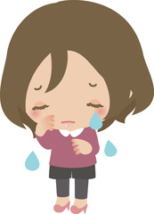 静かに泣いている若い女性