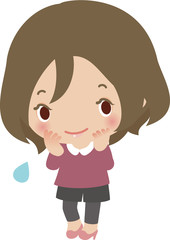 照れている若い女性