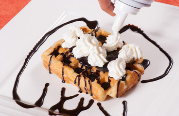 Decorating a waffle