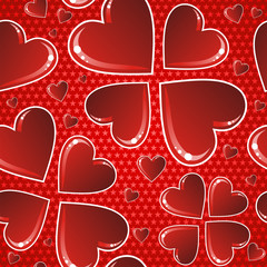 Valentine red glossy heart pattern