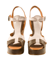 Peep toe leather sandals