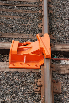 De-Rail Device on Track during construction in a rail yard
