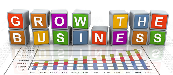 3d buzzword text 'grow the business'