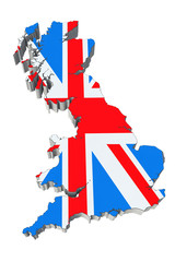 Fototapeta na wymiar Map of England in England flag colors