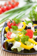 light spring salad with feta and cherry tomatoes