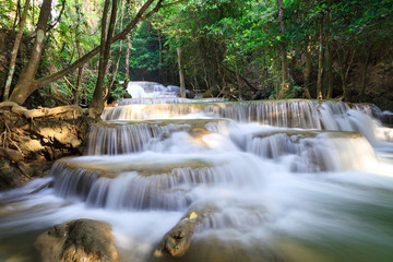 Deep forest Waterfall in Kanchanaburi, Thailand