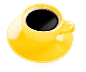 Coffee in an yellow cup