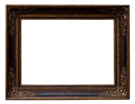 vintage gold frame, isolated on white