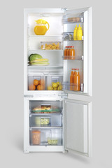 open refrigerator with food