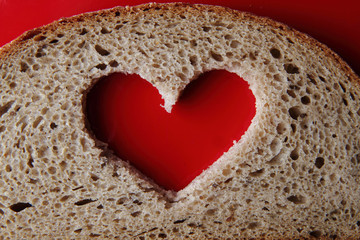 valentine heart from loaf of bread