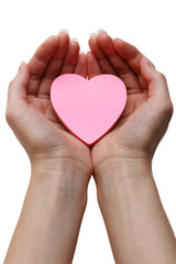 Fototapeta premium Pink heart. Health insurance or love concept