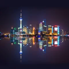 Deurstickers De horizon van Shanghai, vierkant © Delphotostock