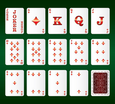 Playing cards vector. All the Diamonds