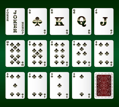 Playing cards vector. All the Clubs
