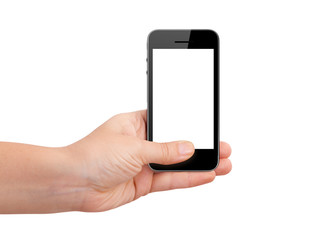 Mobile Phone with Blank Screen Holding by Hand