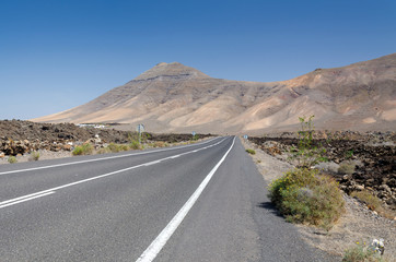 Lanzarote's road in volcano scenery