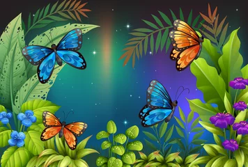 Peel and stick wall murals Butterfly Butterflies in the garden