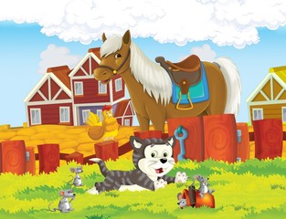 Het leven op de boerderij - illustratie voor de kinderen