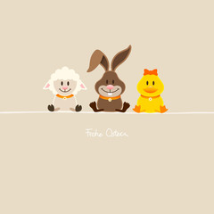 Obraz premium Schaf, Hase & Ente Beige
