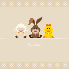 Schaf, Hase & Ente Beige Punkte