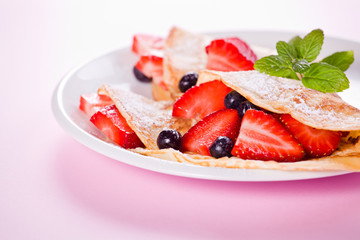 Strawberries And Crepes