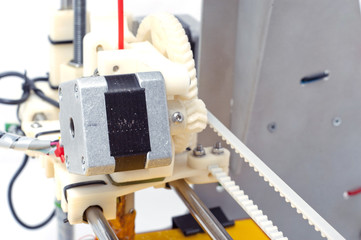 Photo fragment of  machine. plastic gear. 3-D printer