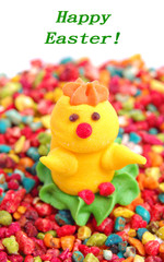 Chicken from sugar over candies