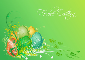 Frohe Ostern mit Bunten Ostereiern