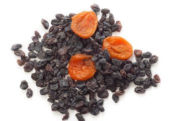dried fruit on the white background