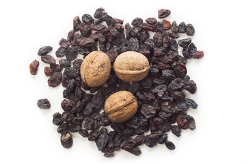 dried fruit on the white background