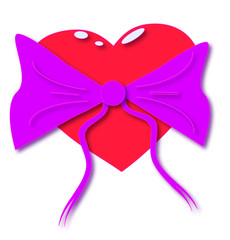 red heart with ribbon