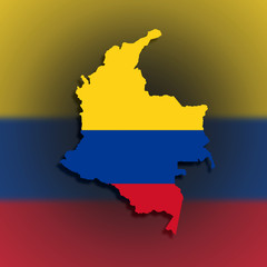 Map of Colombia filled with flag