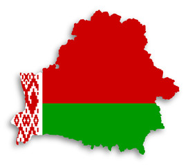 Map of Belarus filled with flag
