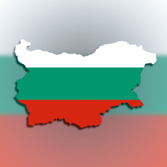 Map of Bulgaria filled with flag