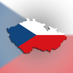 Map of The Czech Republic filled with flag