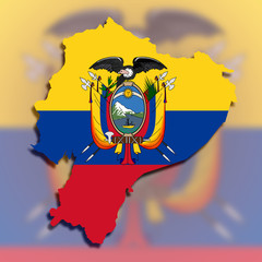 Map of Ecuador filled with flag