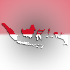 Map of Indonesia filled with flag