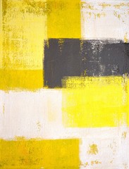 Malarstwo abstrakcyjne szary i żółty - 49345528