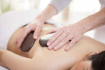 Hot stones doing their thing at a health and beauty spa