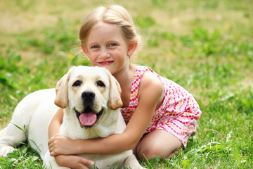 little girl with her dog