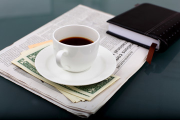 Business breakfast at workplace