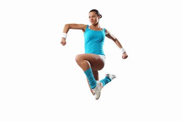Fototapeta premium Image of sport woman jumping