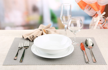 Table setting at restaurant