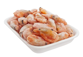 Fresh shrimp in a plastic container