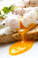 Deurstickers Poached Eggs on Toast © robynmac