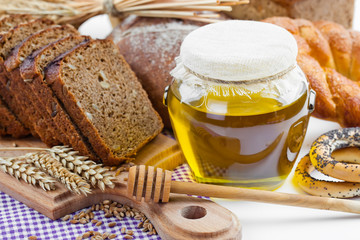 fresh bread on the white background